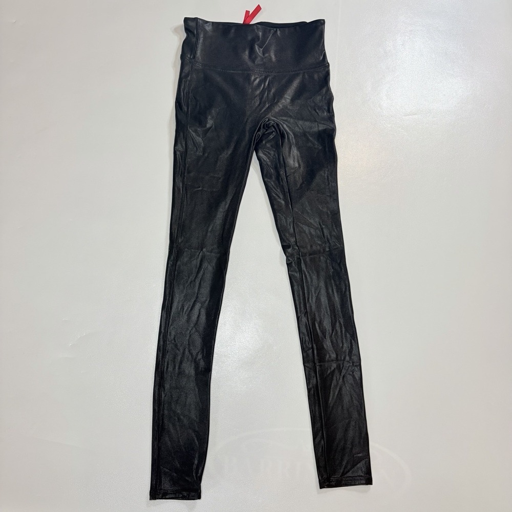 SPANX Faux Leather Leggings Black High Rise XS Stretch Skinny Pants - Picture 3 of 6